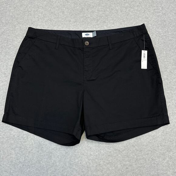 Old Navy Chino Shorts WMNS 16 Black High Waisted Everyday Twill Stretch Casual - Picture 1 of 8